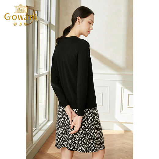 乔万尼冰丝针织衫女薄款小香风开衫v领春款外套针织衫长袖EI1M950 商品图5