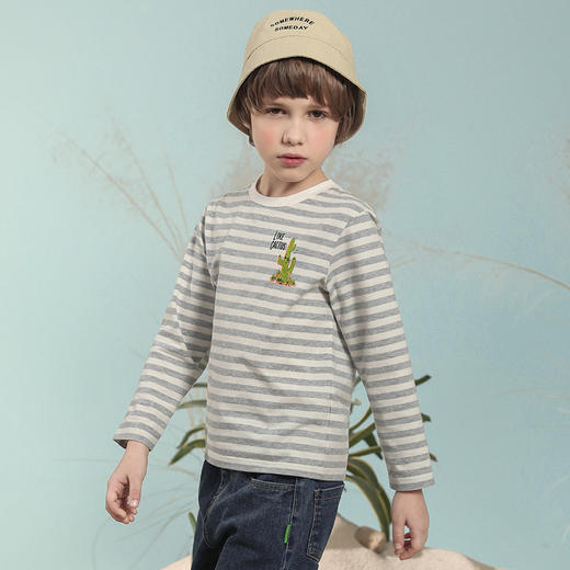 【仙人掌系列】mettekids童装条纹长袖T恤男女童春季新款打底衫内搭 商品图3
