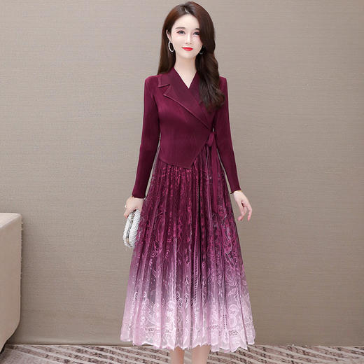 YWE  HY802时尚气质修身显瘦优雅百褶连衣裙 商品图2