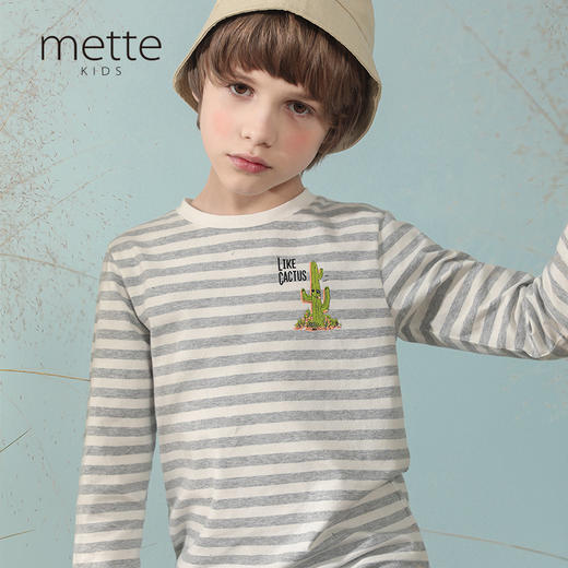 【仙人掌系列】mettekids童装条纹长袖T恤男女童春季新款打底衫内搭 商品图0