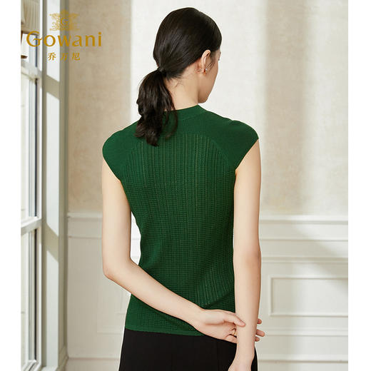 乔万尼薄款女针织衫新款爆款春季冰丝打底圆领无袖大码短款EI1M942 商品图3