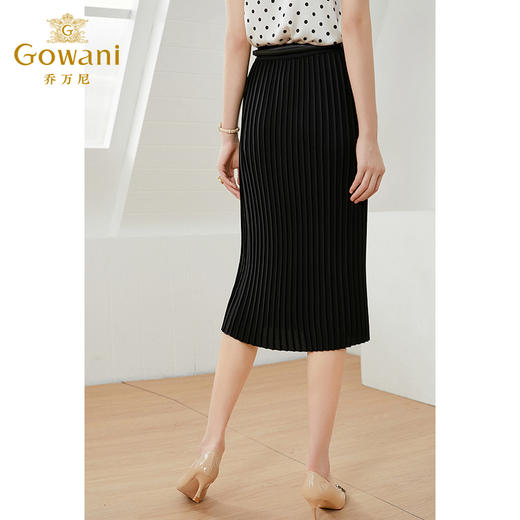 乔万尼春款黑色女春秋大码设计感小众轻熟显瘦百褶高腰半身裙EI2D782 商品图3
