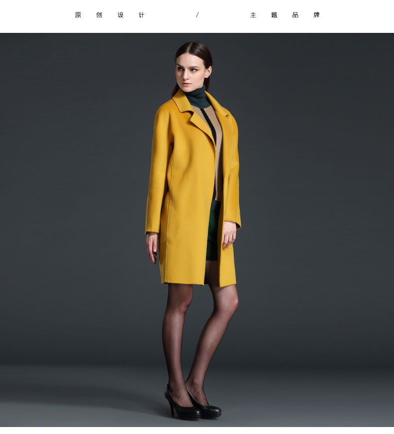 153c468双面毛呢大衣高贵的赤金色一手长大衣