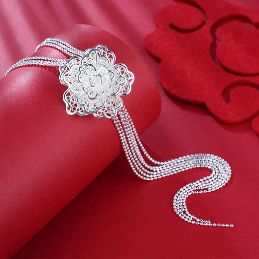 S990银牡丹套链项链【MDXL001】黄飞达花丝2101 商品图2