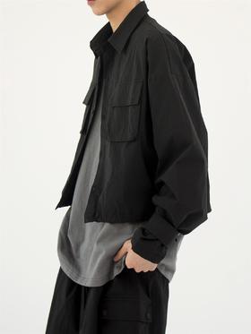 49PERCENT 原创设计黑色层次短款衬衣休闲男女