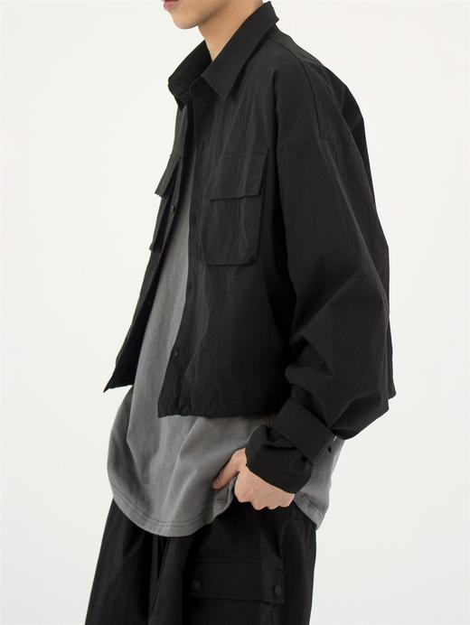 49PERCENT 原创设计黑色层次短款衬衣休闲男女 商品图0