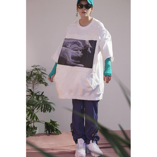 UMAMIISM 20SS 撕咬的镶钻奇珍异兽  断袖oversize贴布短袖T恤 商品图1