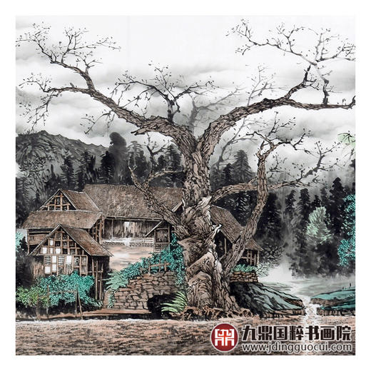 李泽江《老樹听禅望清溪》68*178cm 山水横幅作品 办公室/客厅挂画 商品图5