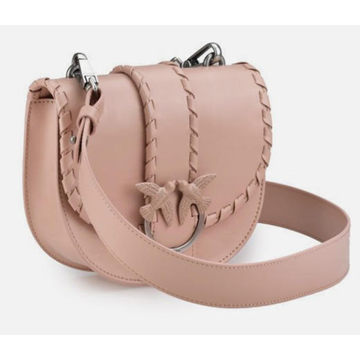 PINKO 品高 女士粒面皮革圆形 Love 斜挎单肩燕子包 粉色 1P21EA Y5GB Q19 商品图1