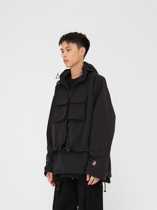 49PERCENT(49%)黑白皱感可拆卸风衣外套流行宽松 商品图1