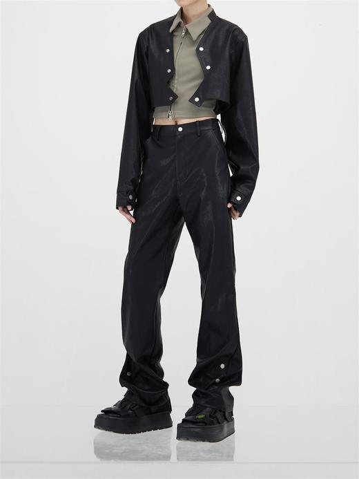 49PERCENT(49%)金属纽扣PU皮短款外套 商品图2