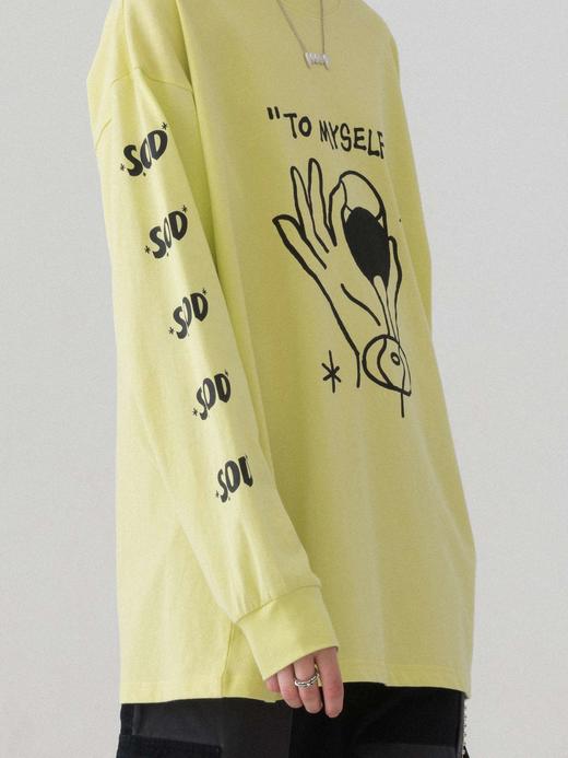 MODITEC 三色酒杯印花针织长袖 潮流糖果色卫衣 宽松全棉T恤 商品图3