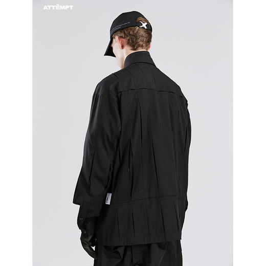 ATTEMPT SS21 叠褶裂缝长袖衬衫男女外套潮牌宽松休闲百搭衬衣 商品图2