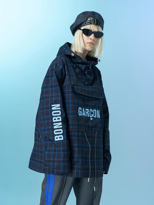 MODITEC 20FW 双色格纹半拉链冲锋衣 撞色印花口袋功能外套 商品图1