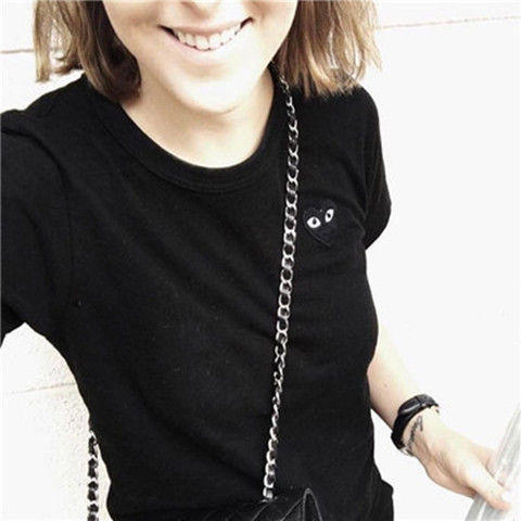 川久潮牌T恤play女明星同款爱心刺绣保龄纯棉短袖男情侣装亲子装 商品图13