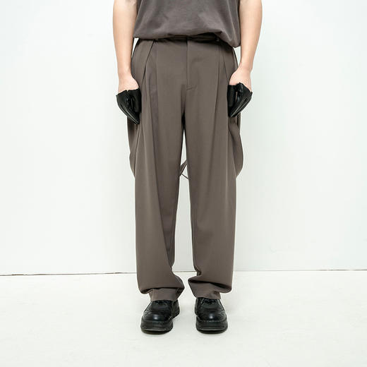 MODITEC 20秋冬 打褶锥形西裤 可拆卸装饰背带西裤 双色立裁西裤 商品图2