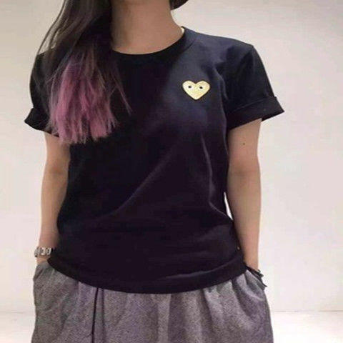 川久潮牌T恤play女明星同款爱心刺绣保龄纯棉短袖男情侣装亲子装 商品图12