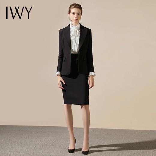 IWY/黑色职业半裙套装都市职场OL套装西服 C357(黑)+203080B1 商品图3