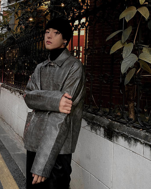 TERRAINCOGNITA原创PU皮短款鳄鱼纹皮衣宽松廓形百搭休闲外套男女 商品图2