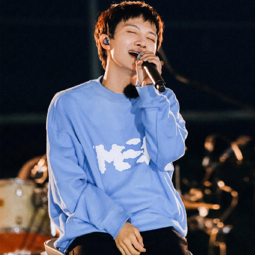 MODITEC 圆领蓝天白云字母发泡印花卫衣宽松外套 林君怡 周深同款 商品图1