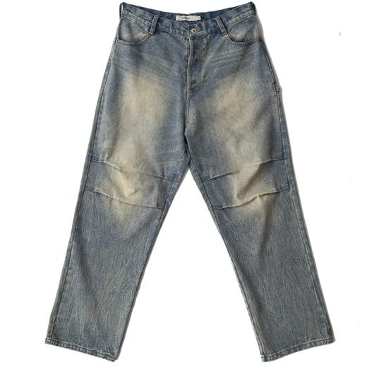 MODITEC 20SS 做旧酵洗打褶宽松牛仔裤 水洗宽松休闲裤 商品图3