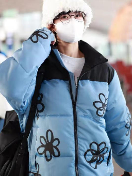 MODITEC 花朵印花双色棉服拉链情侣款羽绒棉服胡先煦  郁可唯同款 商品图1