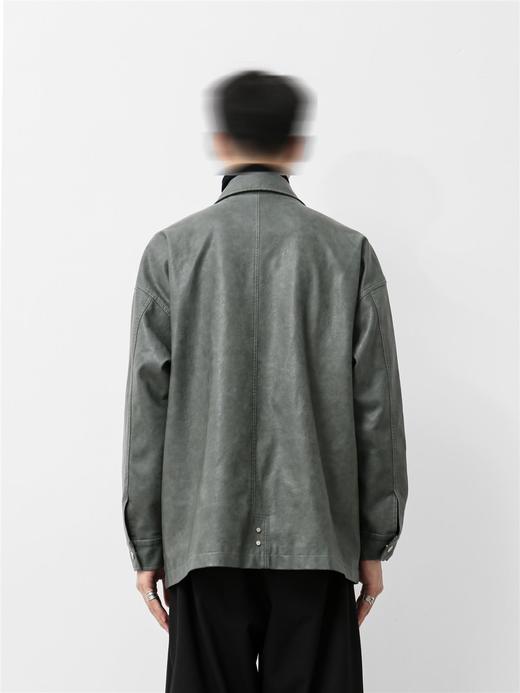 49PERCENT(49%)绿色圆环金属裂纹皮衣夹克PU皮流行休闲男装 商品图3