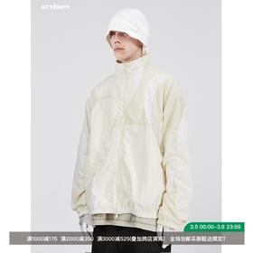 ATTEMPT SS21曲线拼接褶皱尼龙夹克外套男女潮宽松休闲拉链无帽