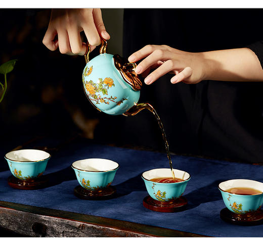 永丰源夫人瓷西湖蓝6头茶具 商品图1