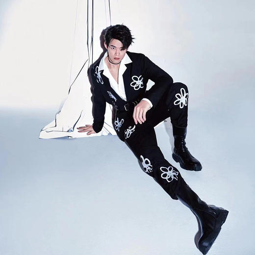 MODITEC 20宽松手绘花朵图案西裤反光印花调节腰围西裤刘冬沁同款 商品图1