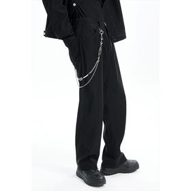 TERRAINCOGNITA2020G系列pu高质感哑光宽松百搭休闲长裤竖纹皮裤