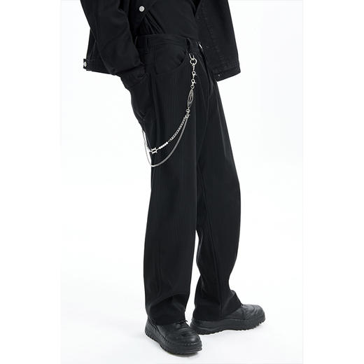 TERRAINCOGNITA2020G系列pu高质感哑光宽松百搭休闲长裤竖纹皮裤 商品图0