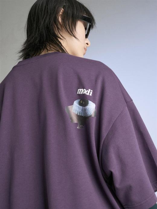 MODITEC 20SS 双色油画宫廷猫落肩短袖 OVERSIZE潮流复古T恤 商品图3