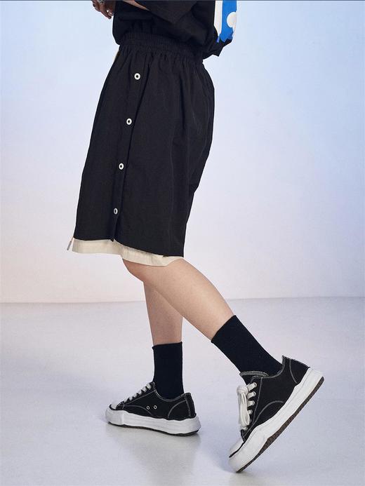 MODITEC 20SS 侧扣双层抽绳松紧腰多褶短裤解构双色剪裁宽松中裤 商品图1