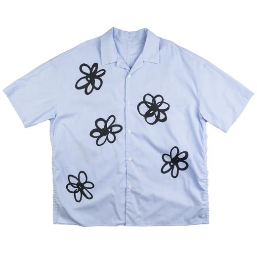 MODITEC 20SS花朵手绘印花短袖条纹宽松衬衫男女款ALOHA古巴衬衣 商品图3