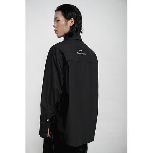 TERRAINCOGNITA20AW G系列刺绣金属质感宽松廓形百搭黑衬衫男女 商品图2