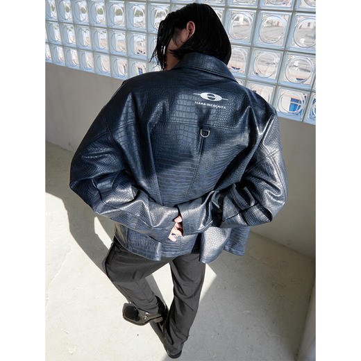 TERRAINCOGNITA原创新款PU皮短款鳄鱼纹皮衣宽松廓形百搭休闲外套 商品图0