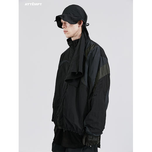 ATTEMPT SS21曲线拼接褶皱尼龙夹克外套男女潮宽松休闲拉链无帽 商品图2