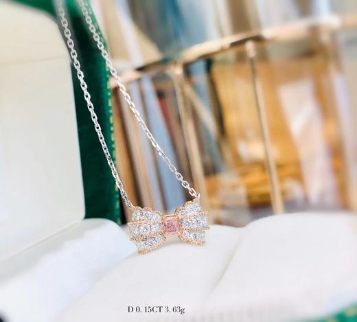 法式蝴蝶结粉钻吊坠 商品图0