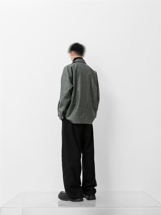 49PERCENT(49%)绿色圆环金属裂纹皮衣夹克PU皮流行休闲男装 商品图2