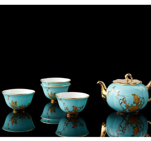 永丰源夫人瓷西湖蓝6头茶具 商品图0