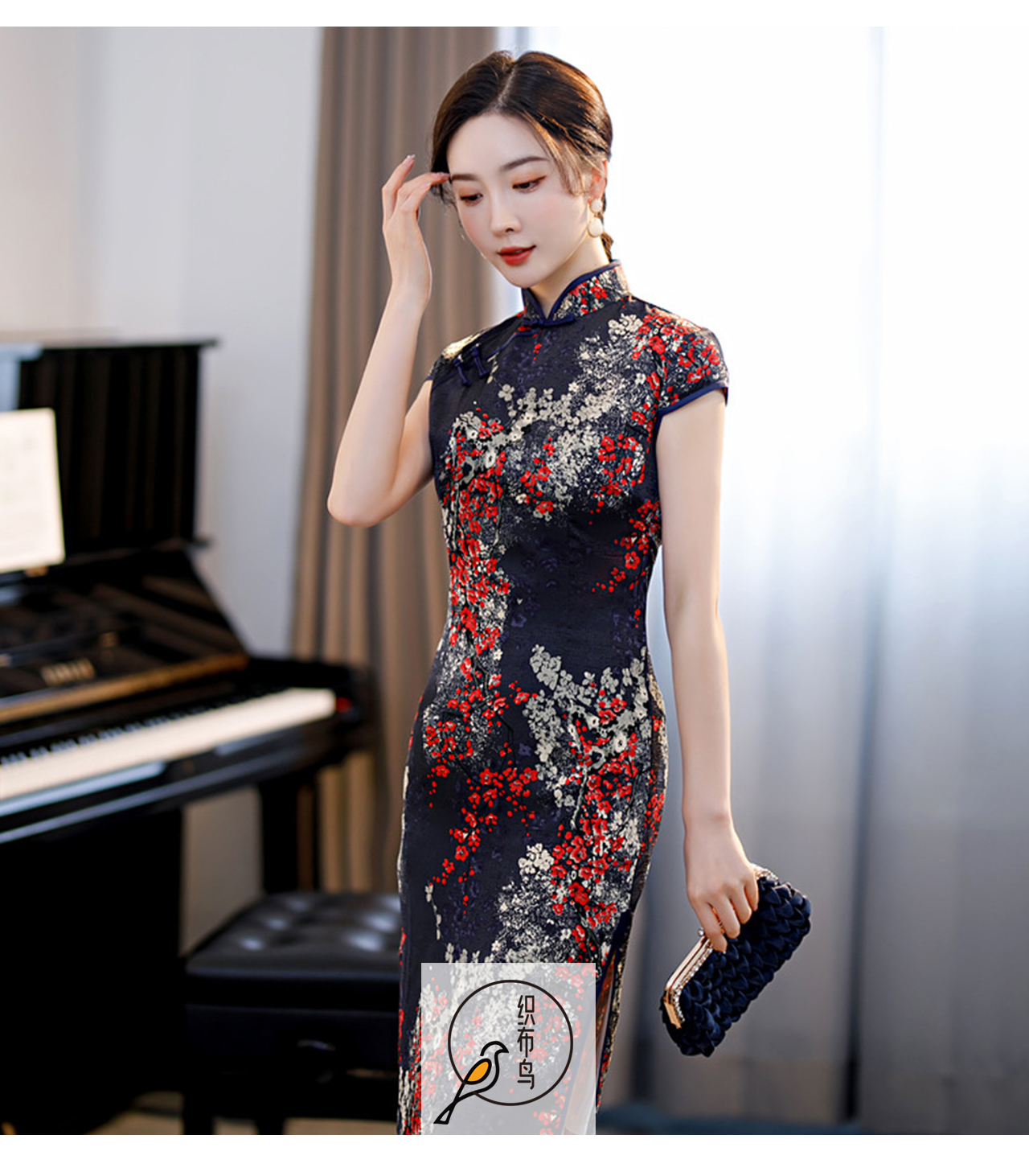 【络绎梅花】高档丝绸面料修身旗袍za82141