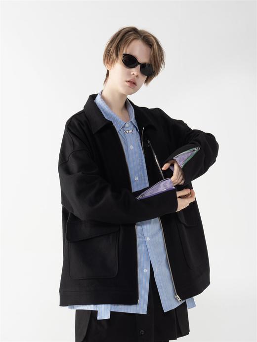 MODITEC 重工吸血鬼刺绣毛呢夹克外套 彩色拉链毛呢拉链外套 商品图1