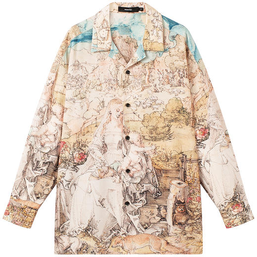 MODITEC 21SS 春季浅色油画全服印花长袖古巴衬衫宽松T恤 商品图3