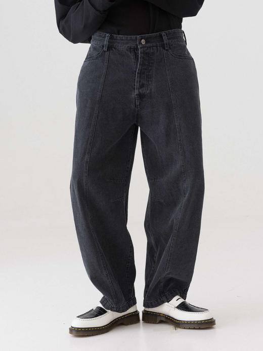 MODITEC双色基础水洗牛仔裤 做旧宽松休闲裤 复古面包直筒阔腿裤 商品图2