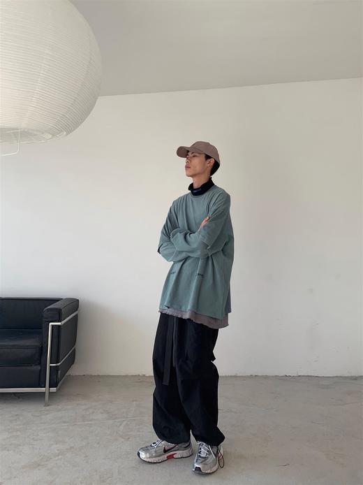 49percent灰石绿印花假两件卫衣男女简约 商品图1