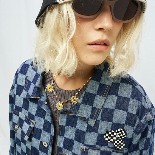 MODITEC 20秋冬新款 棋盘格牛仔外套 牛仔秋装夹克男女上衣休闲装 商品图1