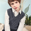 【菱形绞花V领背心】童装V领针织背心男童春季新款毛线衣马甲 商品缩略图1