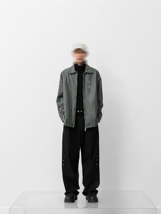 49PERCENT(49%)绿色圆环金属裂纹皮衣夹克PU皮流行休闲男装 商品图0