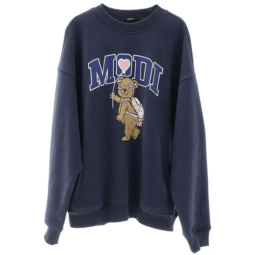 MODITEC 21春夏 爱心气球小熊印花加绒毛圈卫衣 可爱情侣宽松卫衣 商品图3